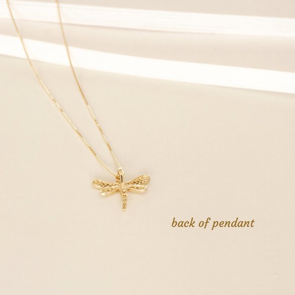 Solid 10K Gold Dragonfly Pendant Necklace Genuine Yellow Gold Dragonfly Charm - Picture 4 of 8